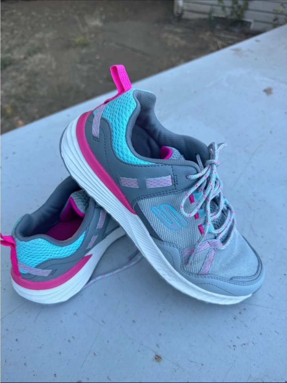 Skechers Kids Gray, Pink & Aqua Athletic Sneakers